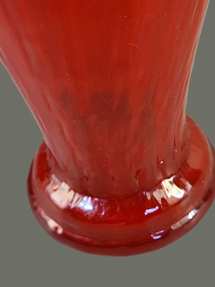 Vintage Mid-Century Modern Italian Red Opaline Ruffled Top Art Glass Vase 16'' - Image 4 of 4