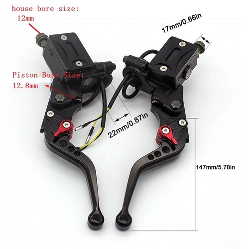 Cilindro maestro de palanca de embrague de freno hidráulico doble universal CNC para motocicleta de 7/8"" - Imagen 3 de 19