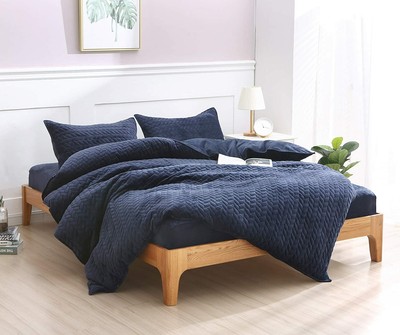 F Y Dreams Weighted Blanket Duvet Cover 60 X 80 W 8 Ties Minky Navy Blue New Ebay