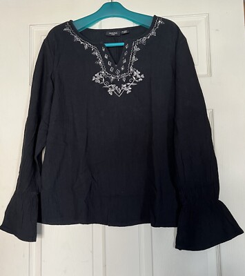 Women Long Sleeve Split Neck 10%Cotton Top Blouse SZ: 2X (see Measurements) NWT