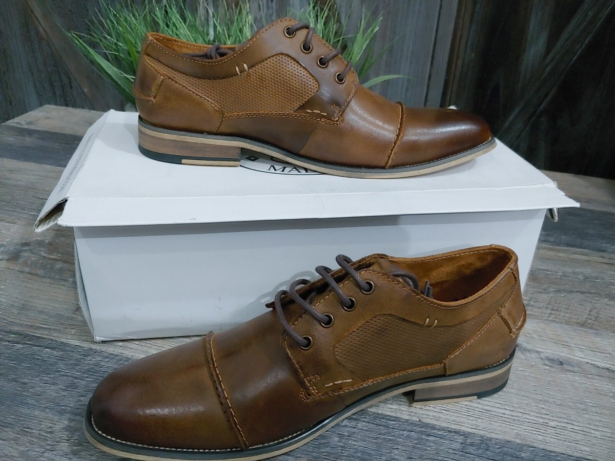 Steve Madden Tan/Brown Leather Cap-Toe Derby Lace-Ups Steve Madden Daylon Cap Toe Derby Boot in Tan | Smart Closet main image 3