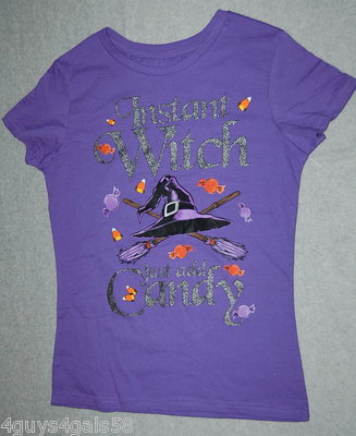 Womens Tee Shirt HALLOWEEN Instant Witch Add Candy S 4-6 M 8-10 L 12-14 XL 16-18