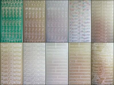 Merry Christmas Sticker Sheet in Gold Silver Green different styles Embossed NEW