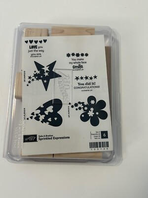 Stampin Up Sprinkled Expressions *Retired* New Wood Mount Stamp Set | eBay