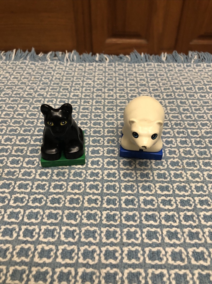 Duplo Zoo POLAR BEAR Black CUB Figure Lego Cat Animal Minifigure Base Toy