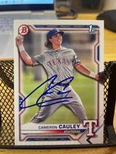Cameron Cauley Autographed Signed 1st Bowman Card  Texas Rangers Prospect