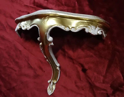 MINI WANDKONSOLE KONSOLE ABLAGE GOLD-WEIß BAROCK REPRO 23,5x10x18 Wandspiegel - Bild 1 von 4