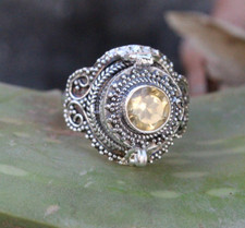 Silver Plated Rings For Women  Girl With Natural Citrine Gemstone P147