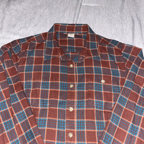 Duluth Trading Co braun kariertes langärmliges Flanellhemd mit Knopfleiste Größe Medium - Bild 3 von 8