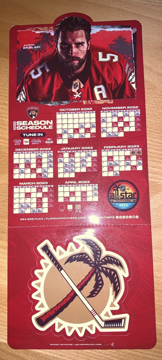 2022-23 FLORIDA PANTHERS AARON EKBLAB MAGNET SCHEDULE WITH PANTHERS LOGO  MAGNET
