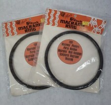 2 Vintage Hazel's 6 1/2" Macreme Rings HWR 106 Dark Brown Plastic