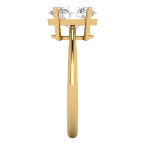 Solitär-Versprechensring 2 kt Ovalschliff VVS1 Zirkonia Diamant 14 kt Gelbgold - Bild 3 von 11
