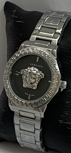 For Sale VERSACE Quartz Black Dial & Gray Body For Unisex Adult Wrist Watch - Picture 2 of 8