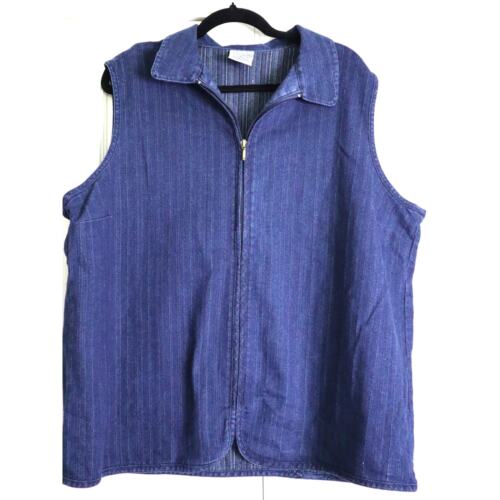 Gilet denim vintage anni '90 Allison Daley con cerniera anteriore senza maniche cotone 18 W