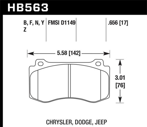 Hawk HB563U.656 F Brake Pads | Challenger/Charger (12-20), Jeep SRT8 (06-10) (HB563U.656) main image 1