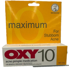 OXY 10 Acne Pimple Medication Maximum Strength 10 Benzoyl Peroxide   1 Pack