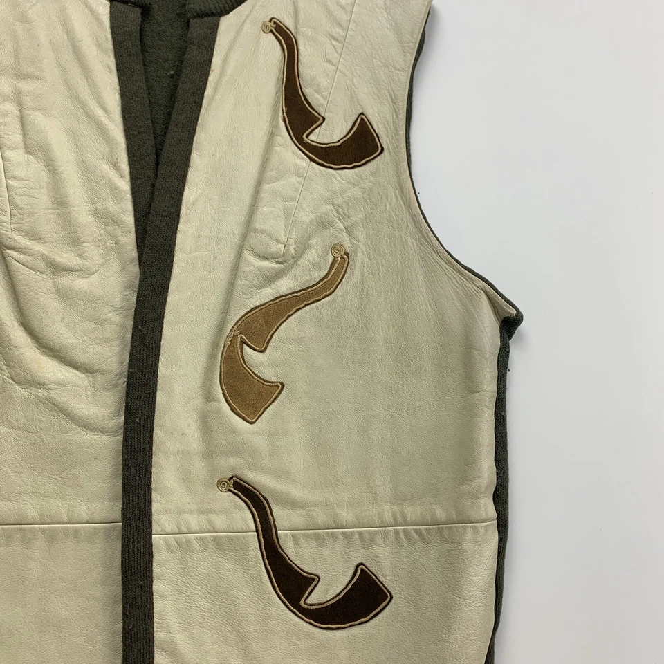 Susan Thomas 女式背心 M 皮革羊羔羊毛精细毛皮西部复古 60-70 年代 — 第 2/4 张图片