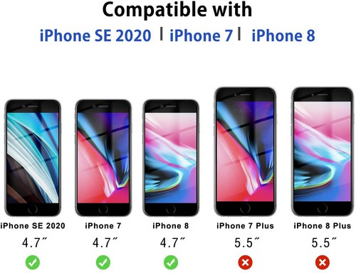 for iPhone SE 2020 8/7/6 Full Coverage Screen Protector Tempered Glass Anti-Spy - Picture 2 of 7