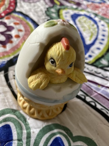 Vtg ARDCO Ceramic 3.5” Easter Egg Basket Trinket Box w Hatching Chick C-3985 - Picture 5 of 12