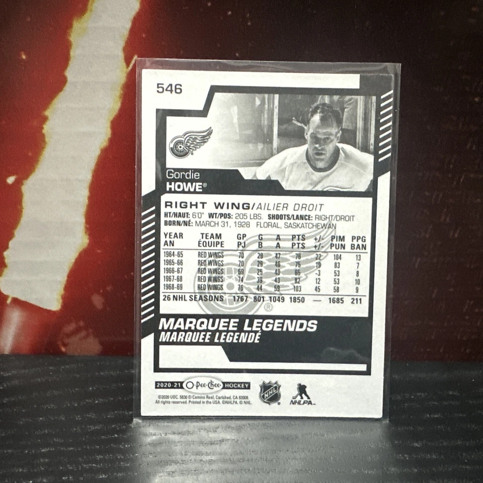 2020-21 O-Pee-Chee GORDIE HOWE Marquee Legends #546 Detroit Red Wings OPC - Image 2 of 2