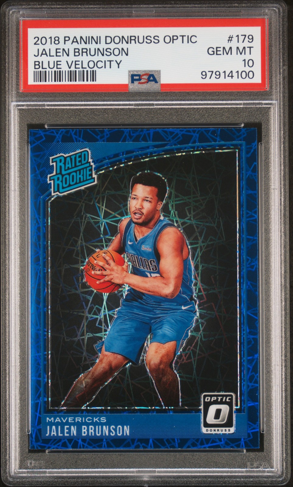 2018 PANINI DONRUSS OPTIC BLUE VELOCITY #179 JALEN BRUNSON PSA 10