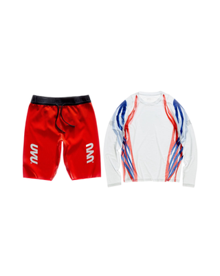 UVU Half Tight 2.0 Red + UVU Chicago L/S Running Top White Bundle