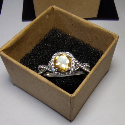 JWBR Citrin Ring 925 Sterling Silber mit Diamanten Größe 8