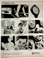 Bell System Vintage Print Ad Telephone Calls 1950s Black White