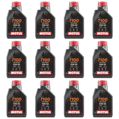 Kit 12 MOTUL 7100 4T 10W-50 1 L Huile Moteur 100% Synthétique JASO MA2 - Photo 1/4