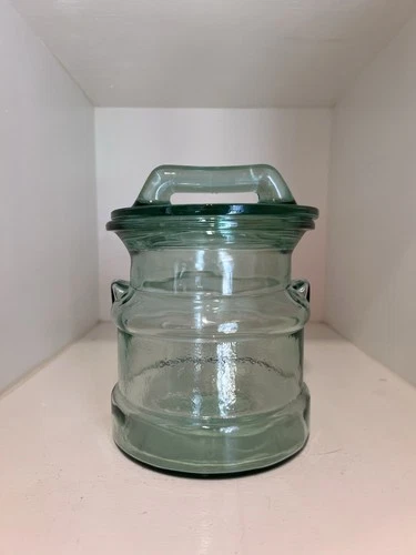 Vintage L.E. Smith Green Glass Milk Can Canister Mid Century