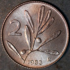 Italy 2 Lire 1983 KM# 94