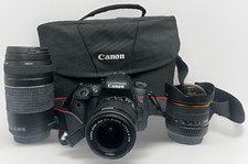 Canon EOS Rebel T6s Digital SLR 18-55mm 75-300mm 5.6 Bower 8mm FishEye 1:35