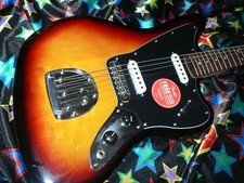 SUPERB SQUIER AFFINITY JAGUAR IN 3 TONE SUNBURST , FULLY SET UP ! EXCELLENT TONE