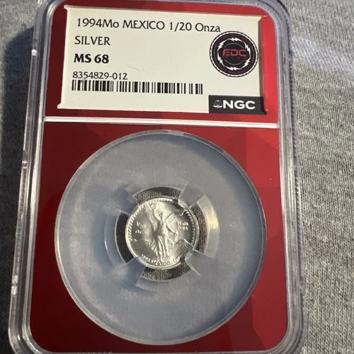 1994 Mo Mexico Silver 1/20 Onza NGC MS68 Gem Brilliant Uncirculated