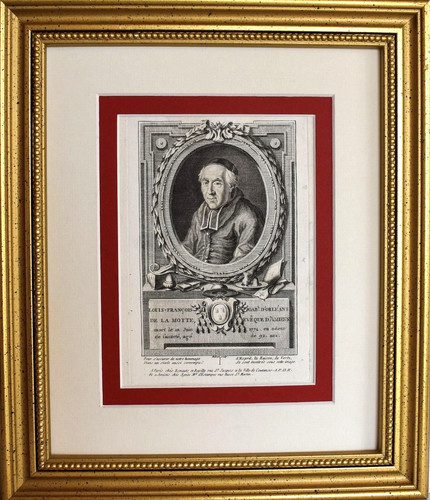 1780 French Bishop Portrait Engraving Signed Francois Hubert Ancien Regime