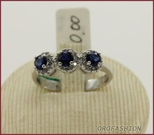 Anello in oro bianco 18KT con zaffiri e diamanti 27110317