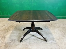 Ercol Windsor Pedestal Extending Dining Table Dark Finish