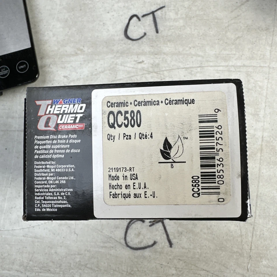 For Isuzu Rodeo 1994-2004 Wagner QC580 ThermoQuiet Ceramic Rear Disc Brake Pads - Image 2 of 2