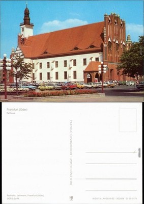 Frankfurt (Oder) City Hall with Parking Trabant's and Wartburg's before 1982