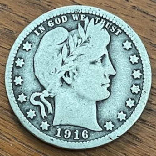 1916 D Barber Quarter - 90% Silver