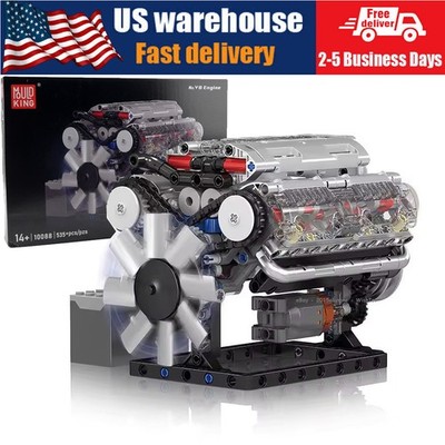 Mould King 10088 Technical Motorized V8 Engine Model Building Block Toys 535pcs