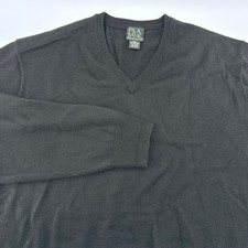 Jos A Bank V Neck Sweater Men XXL Executive Collection Black Merino Wool Blend