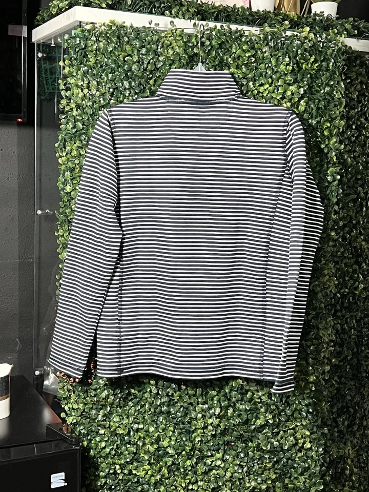 Niño J.CREW Talla Mediana 8/9 Rayas Rendimiento Media Cremallera Azul Marino Blanco Nuevo con Etiquetas Foto 2 de 2