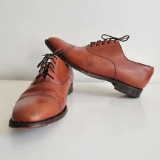 John Spencer of England Cap Toe Oxford Dress Shoes Brown Leather Size 8.5