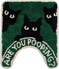 Cat Toilet Rug - are You Pooping bathmat Handmade  Premium- 24in Hypebeast Deco
