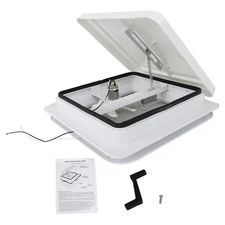 14" For RV Trailer Roof Vent W/12V Fan W/ Tape White Lid Interior Garnish