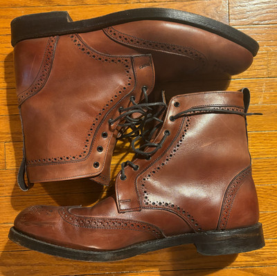 Allen Edmonds Dalton Leather Wingtip Boots Walnut Brown 11 D Lightly Used