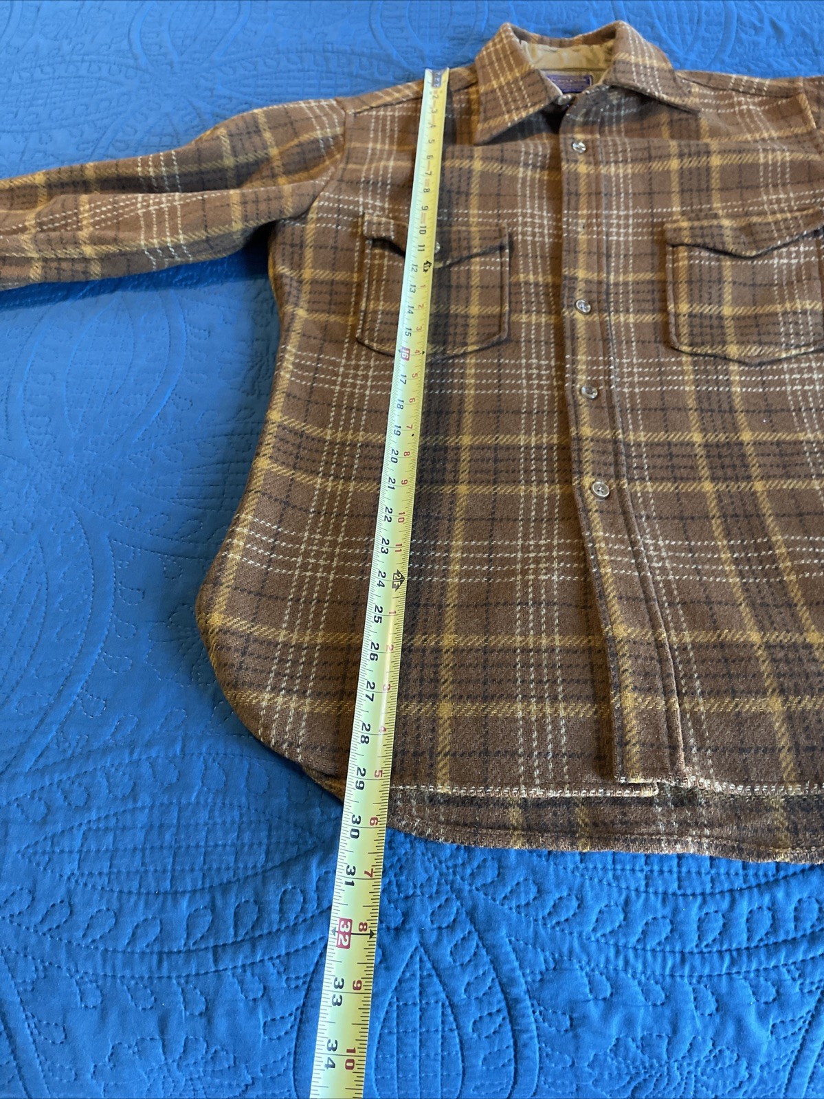 Pendleton Wool Shirt Long Sleeve Medium Gold Brow… - image 12