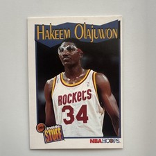 NBA Hoops 1991-92 Hakeem Olajuwon #304 Houston Rockets Inside Stuff Card