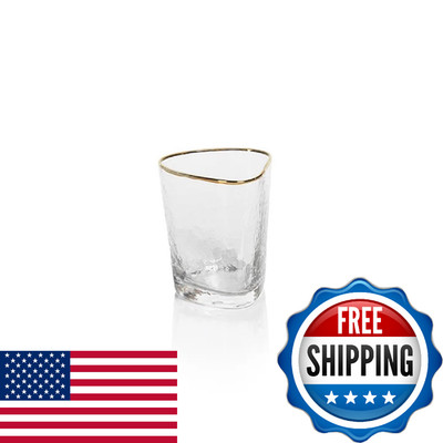 Zodax Aperitivo Triangular Stemware Glass Sets Clear Gold Rim 3-piece